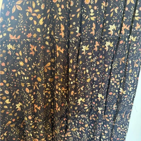 NWT Cost Plus World Market Black V-Neck Sleeveless Floral Tiered Midi Dress L/XL - Picture 5 of 12